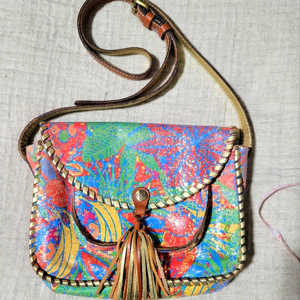 Patricia Nash Leather Tropical Summer Festival Crossbody Purse